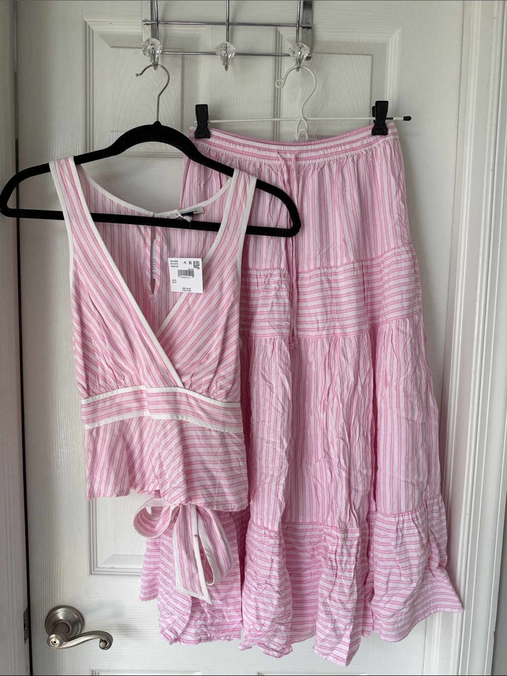 NWT | American Eagle Women’s Pink Striped Two-Piece Skirt Set, Size S